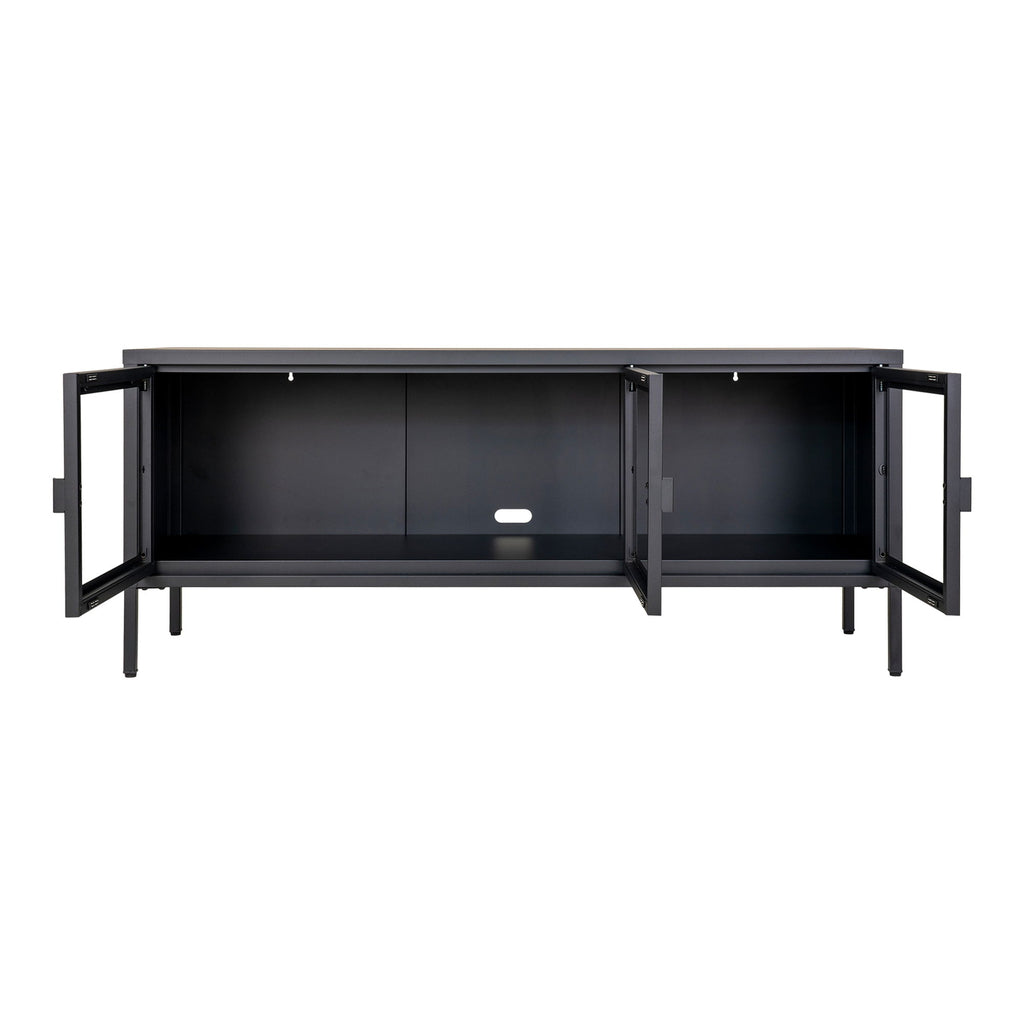Brisbane TV-Bench - TV-Bench in black with glass doors 40x130x55 cm